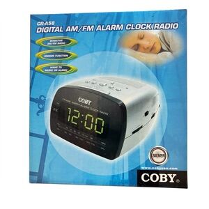 Coby Silver Digital AM/FM Alarm Clock Radio Vintage new in box